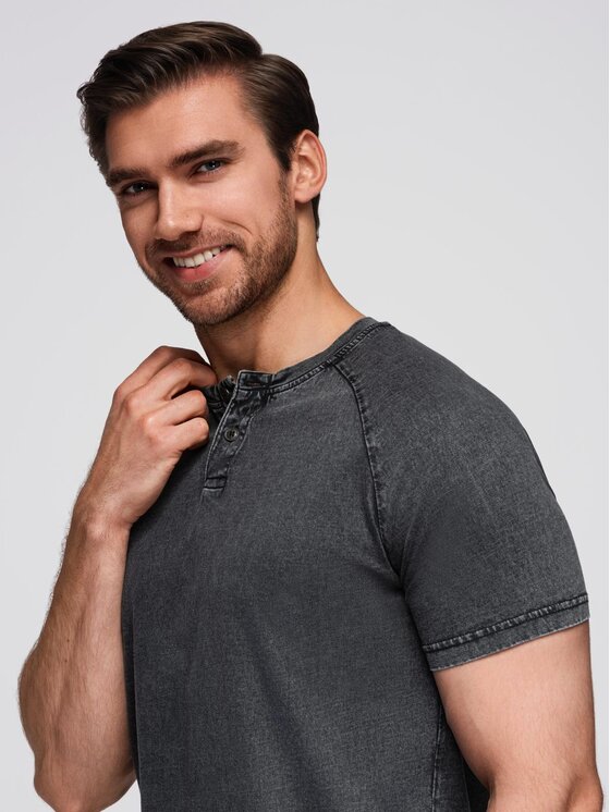 Ombre Ombre T-Shirt OM-TSWT-0150 Czarny Regular Fit