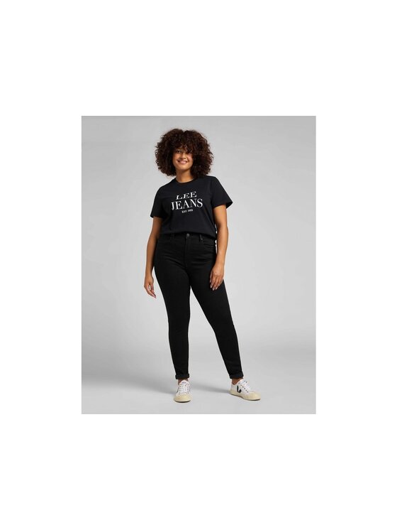 Lee Lee Jeansy SUPER HIGH SCARLETT Czarny Regular Fit