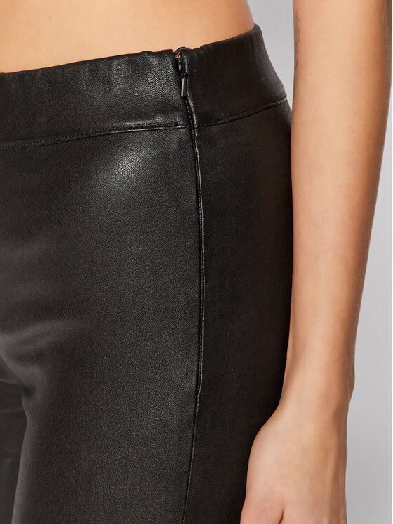 Notes Du Nord Notes Du Nord Kožne hlače Mio 11260 Crna Slim Fit