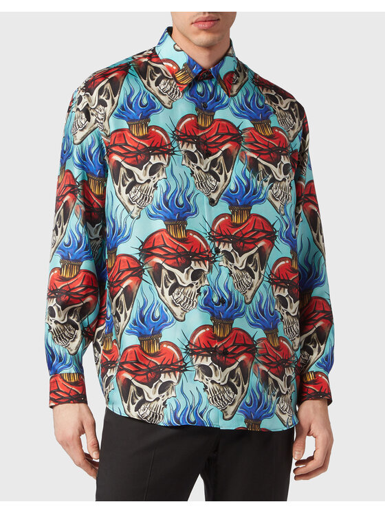PHILIPP PLEIN PHILIPP PLEIN Košile 1469 Tyrkysová Regular Fit
