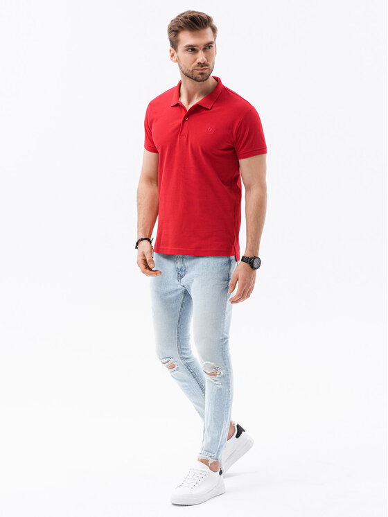 Ombre Ombre Polo S1374 Czerwony Regular Fit