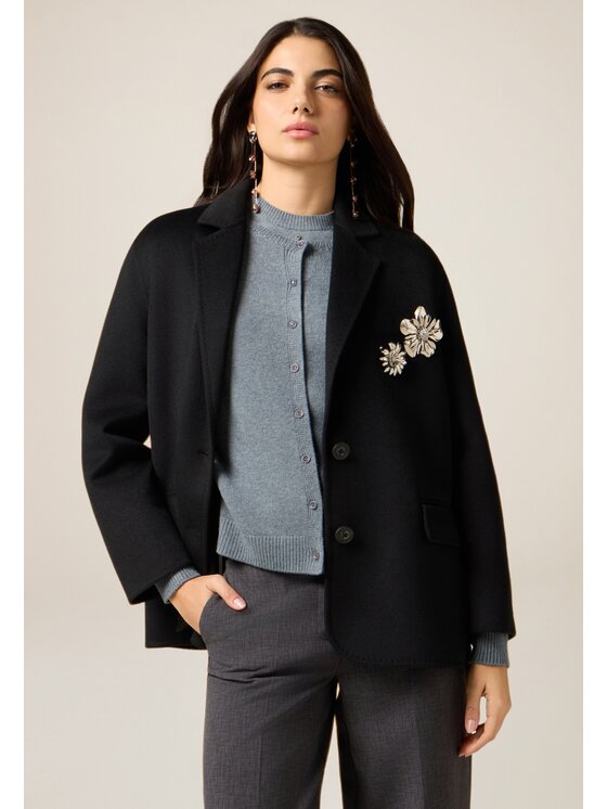 Oltre Oltre Cappotto di lana R207J000297N033 Nero Baggy Fit
