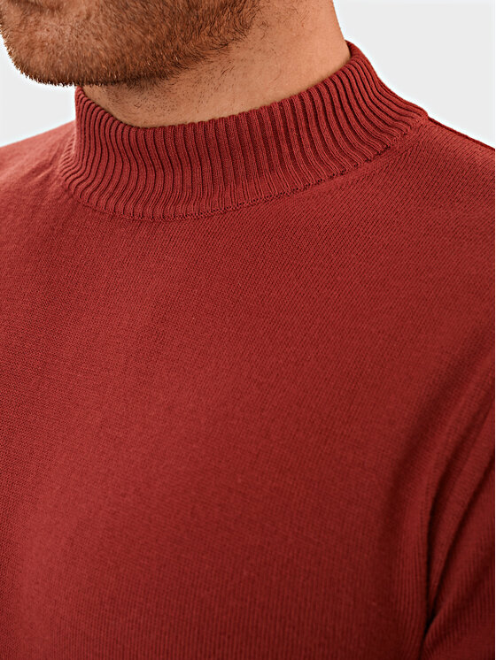 Evenemen Evenemen Sweter Półgolf Bordowy Slim Fit