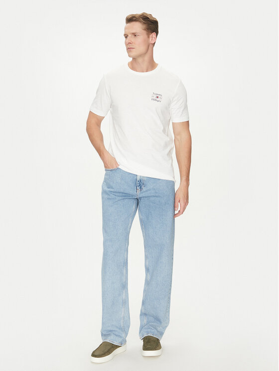 Tommy Hilfiger Tommy Hilfiger T-Shirt Stack MW0MW38622 Biały Regular Fit