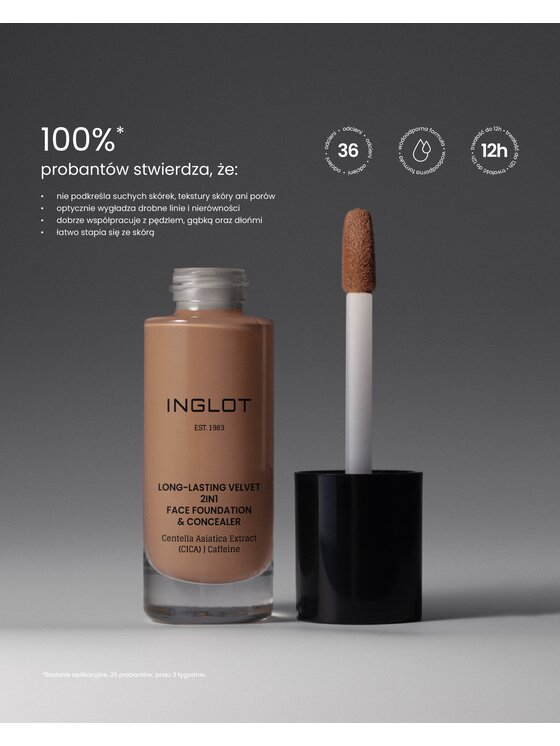 INGLOT INGLOT i korektor 2w1 Long-Lasting Velvet Podkład 721 Medium Deep Warm