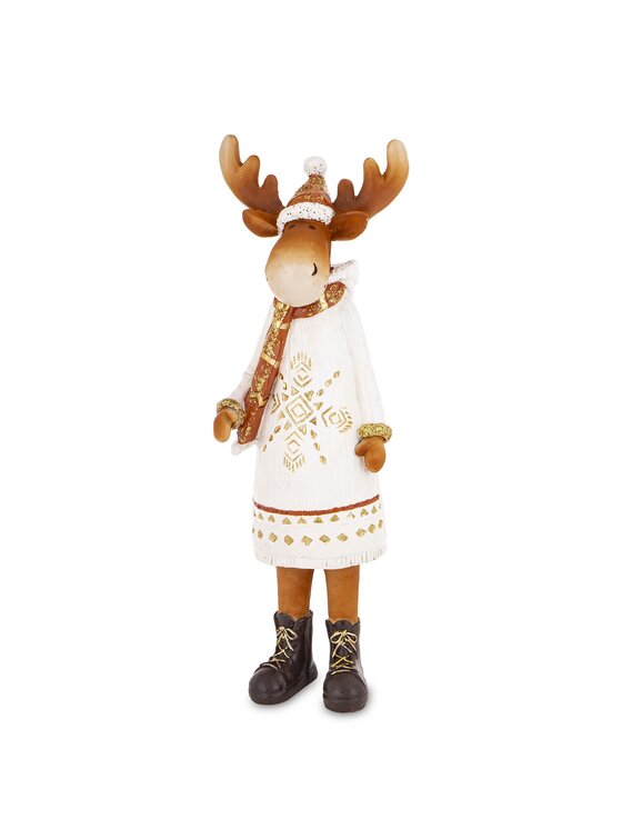 MIAhome MIAhome Figurka łoś 33x10x10 cm ALCE w białej sukience Biały