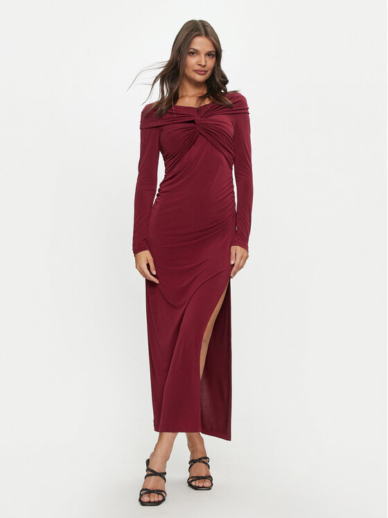 ViCOLO ViCOLO Abendkleid TS0240 Dunkelrot Slim Fit