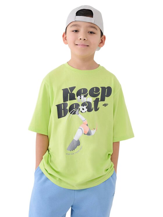 4F 4F T-Shirt 4FJASAW24TTSHM2596-72S Zielony Oversize