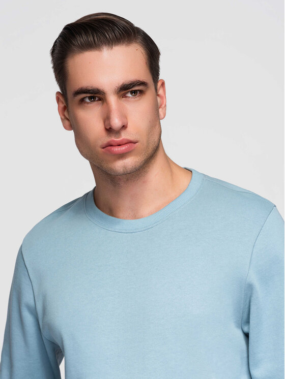 Ombre Ombre Bluza OM-SSBN-0271 Niebieski jasny Regular Fit