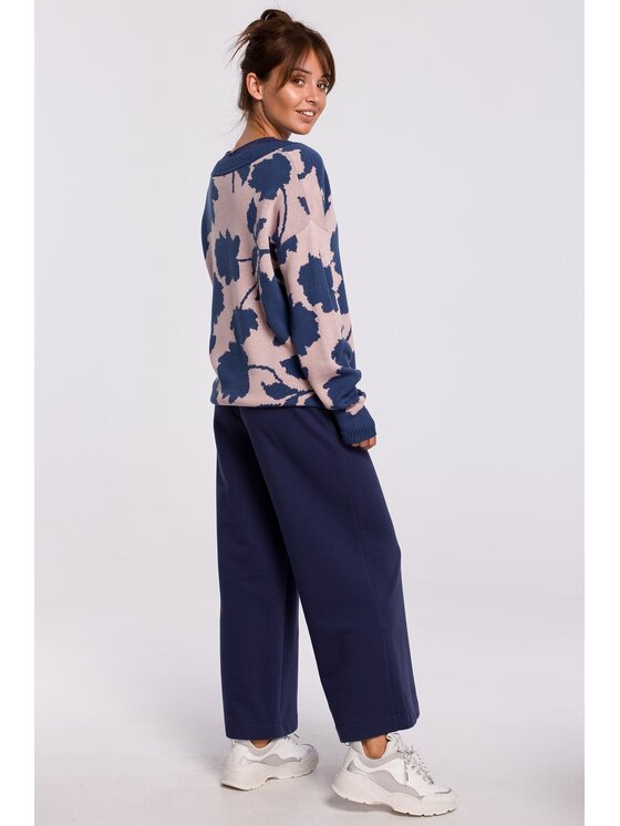 BeWear BeWear Sweter bk056 Granatowy Baggy Fit