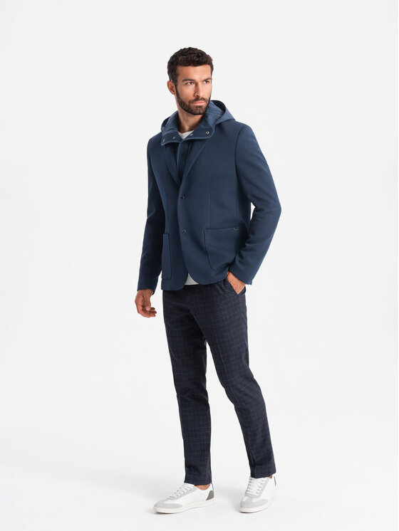 Ombre Ombre Garnitur OM-BLZB-0133 Granatowy Regular Fit