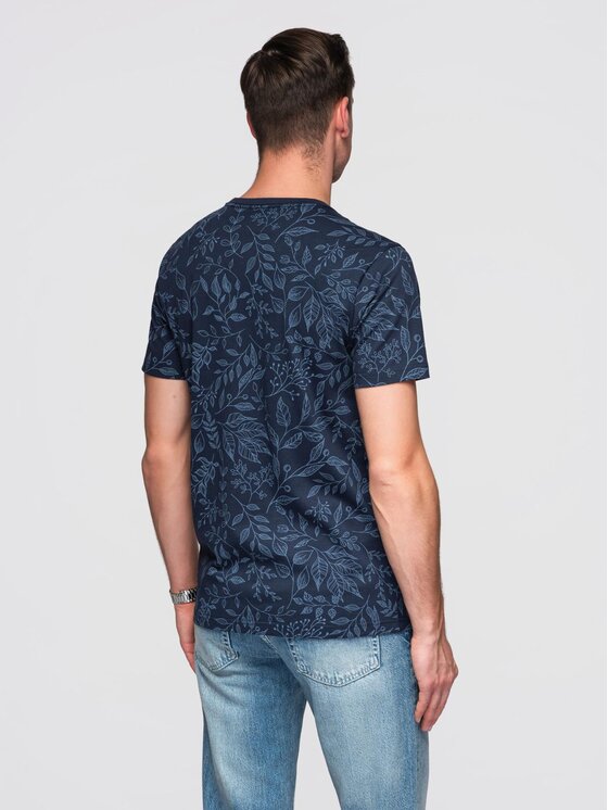 Ombre Ombre T-Shirt OM-TSFP-0262 Granatowy Regular Fit