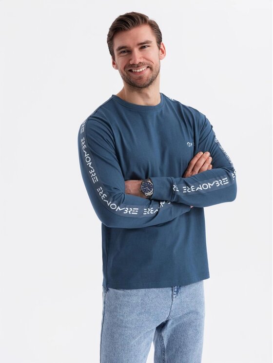 Ombre Ombre Longsleeve OM-LSCL-0127 Niebieski Regular Fit