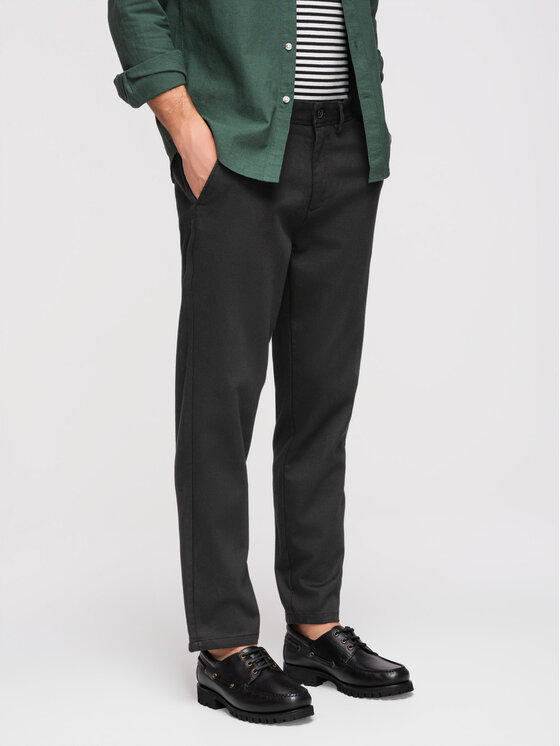 Ombre Ombre Chinosy OM-PACP-0294 Czarny Slim Fit