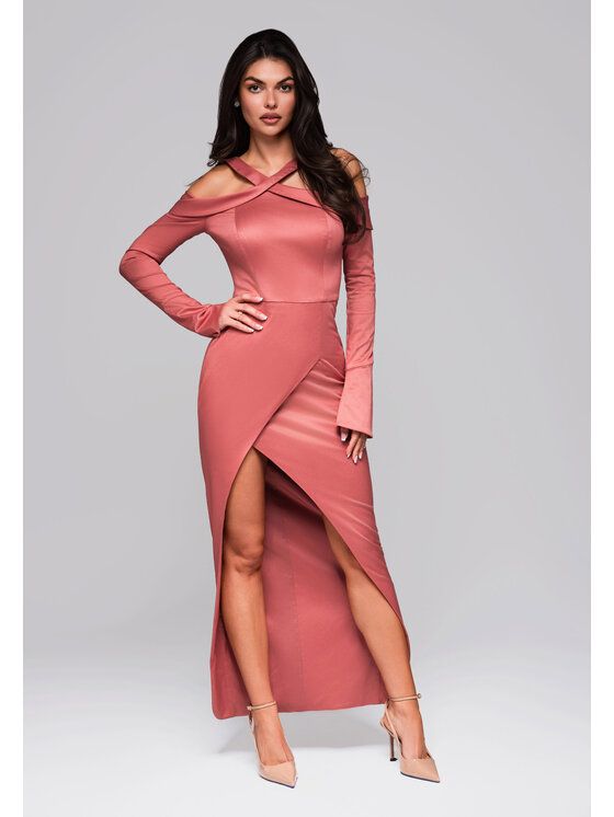 Ombre Ombre Sukienka wieczorowa LA-OM-DLR250 Różowy Regular Fit