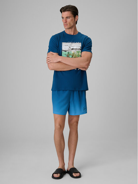 4F 4F T-Shirt SUMMER CODE Turkusowy Regular Fit