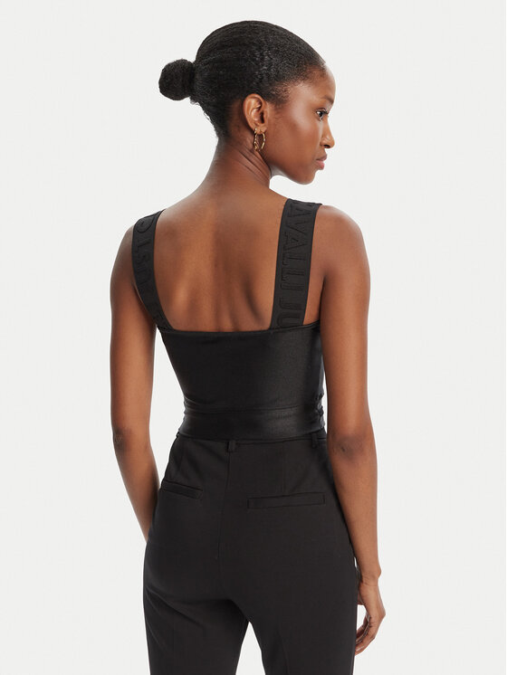 Just Cavalli Just Cavalli топ Crop Element 79PAM2A6 Черен Slim Fit