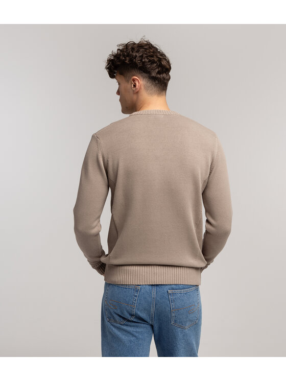 Lee Cooper Lee Cooper Sweter BILL ORGANIC Beżowy Regular Fit