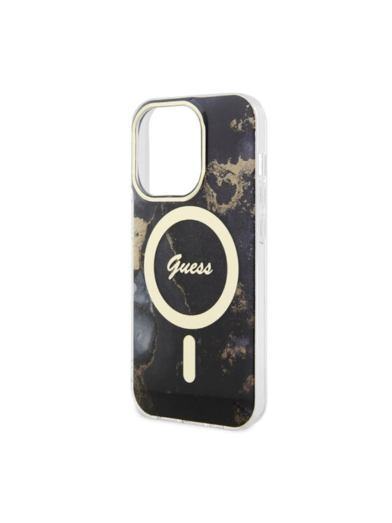 Guess Guess Etui na telefon olden Marble MagSafe Czarny