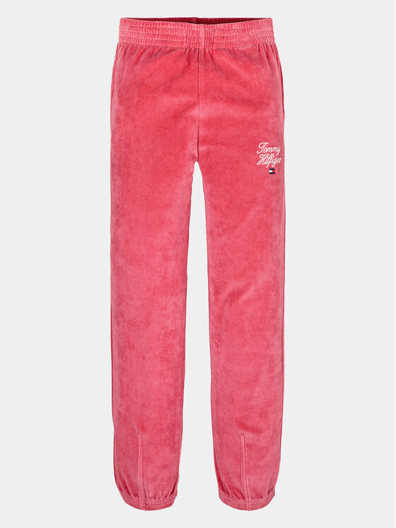 Tommy Hilfiger Tommy Hilfiger Melegítő alsó Script Velour KG0KG08221 Rózsaszín Regular Fit