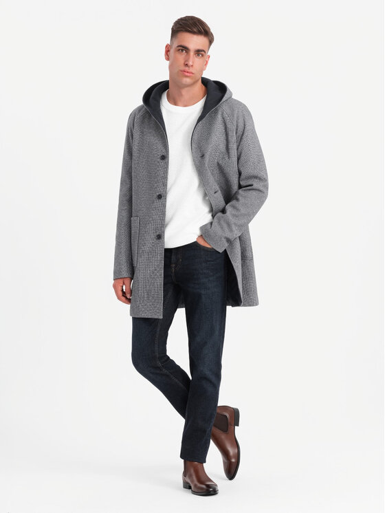 Ombre Ombre Kabát OM-COWC-0122 Šedá Regular Fit