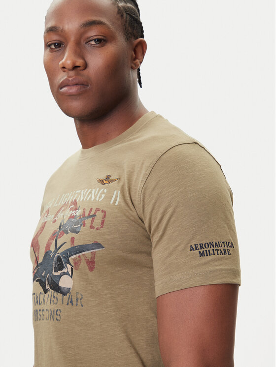 Aeronautica Militare Aeronautica Militare T-shirt 252TS2472UJ00708 Kaki Regular Fit