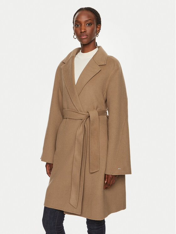Tommy Hilfiger Manteau en laine WW0WW43603 Marron Regular Fit