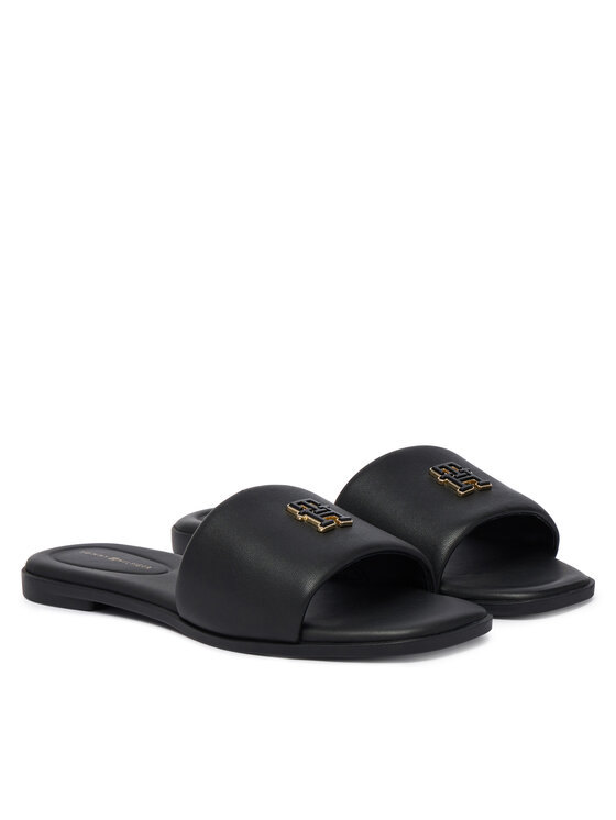 Tommy Hilfiger Tommy Hilfiger Şlapi Th Logo Hardware Leather Mule FW0FW09292 Negru