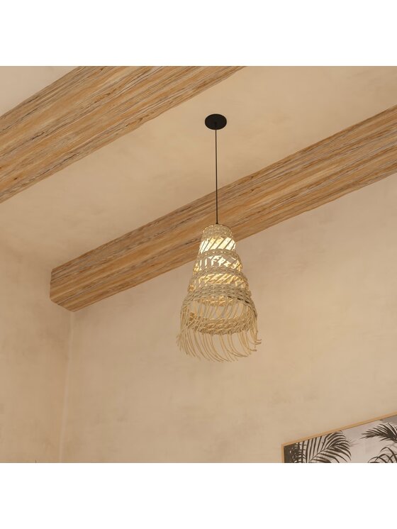 MIAhome MIAhome Lampa wisząca pleciona ze słomy LAHYS, Ø 28 cm Beżowy