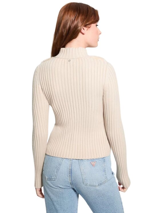 Guess Guess Ζακέτα Cardigan fur mix zip Μπεζ Regular Fit