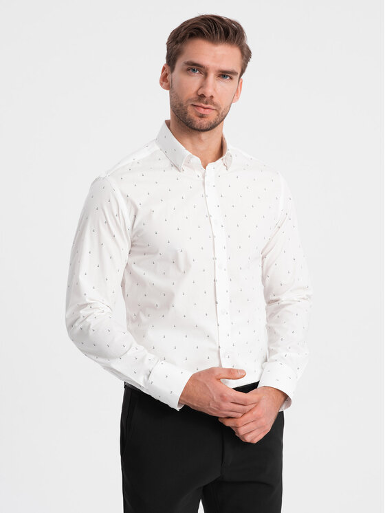 Ombre Ombre Koszula OM-SHCS-0156 Biały Regular Fit
