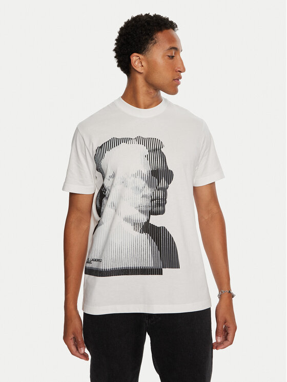 Karl Lagerfeld Jeans Tricou 246D1705 Alb Regular Fit