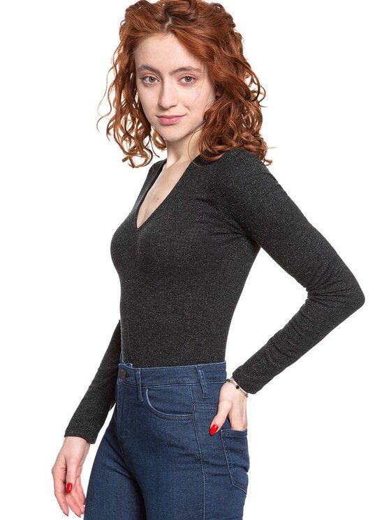 Lee Lee Sweter V-NECK BODY Szary Slim Fit
