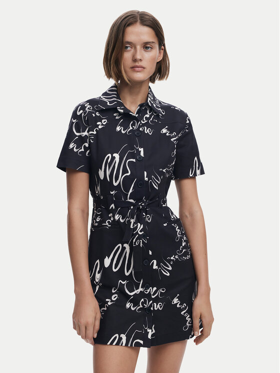 Desigual Rochie tip cămașă Femei, Mărimea: L, Negru, 25SWVW38