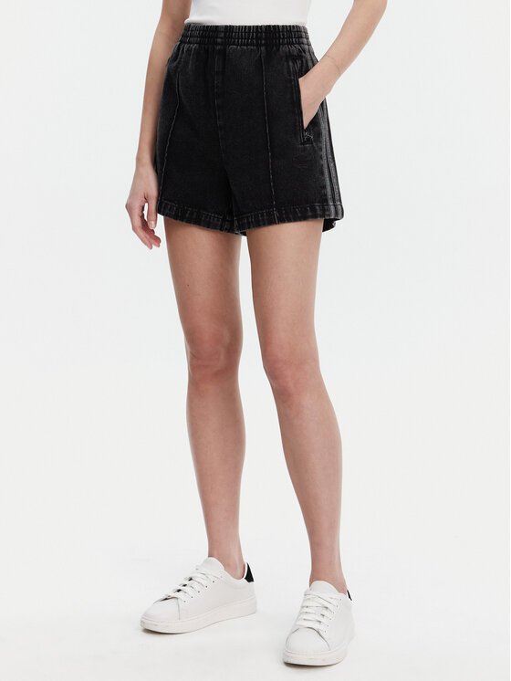 adidas adidas Džínové šortky adicolor Denim Firebird JD3107 Černá Loose Fit