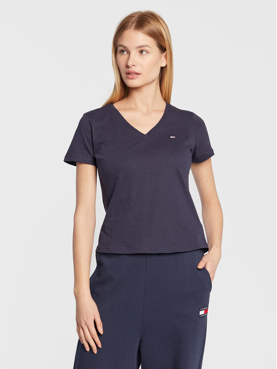 Tommy Jeans Tricou DW0DW14617 Bleumarin Slim Fit