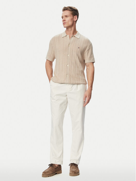 Tommy Hilfiger Tommy Hilfiger Srajca Pointelle MW0MW43249 Bež Regular Fit