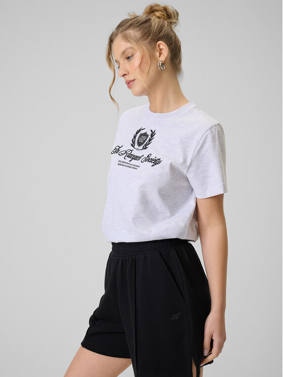 4F 4F T-Shirt SPORTS CLUB Szary jasny Boxy Fit