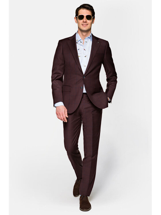 Lancerto Lancerto Garnitur Dubai Bordowy Regular Fit