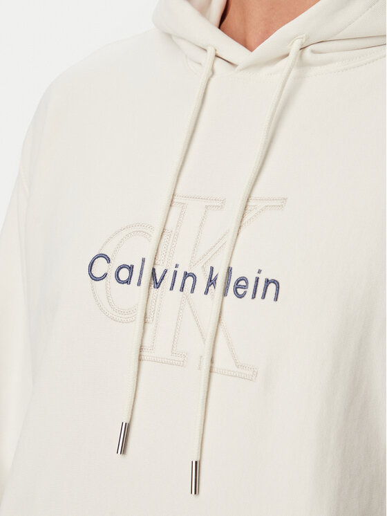 Calvin Klein Jeans Calvin Klein Jeans Džemperis ar kapuci LV04RH218G Krēmkrāsas Regular Fit