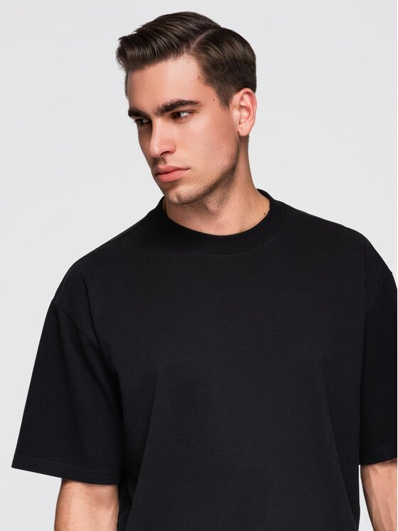 Ombre Ombre T-Shirt OM-TSBC-0267 Czarny Loose Fit
