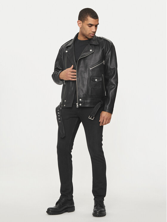 Calvin Klein Jeans Calvin Klein Jeans Kurtka skórzana J30J325600 Czarny Regular Fit