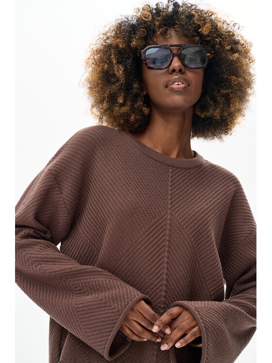 blue shadow blue shadow Sweter Pascal Brązowy Regular Fit