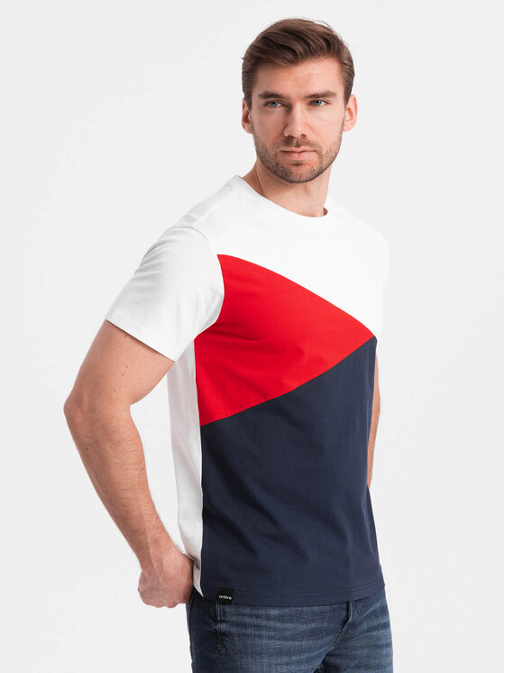 Ombre Ombre T-Shirt OM-TSCT-0174 Czerwony Regular Fit