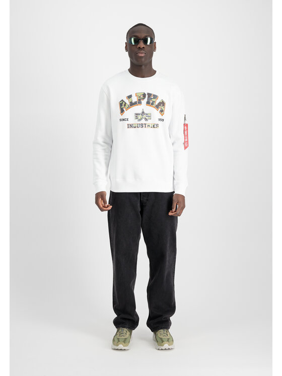 Alpha Industries Alpha Industries Bluza College Camo Sweatshirt Biały Regular Fit