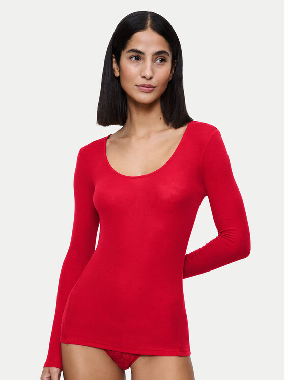 Triumph Triumph Μπλούζα πιτζάμας Bauty Layers 10225060 Κόκκινο Slim Fit