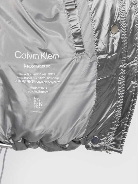 Calvin Klein Calvin Klein Kurtka zimowa High Shine Metallic K20K204688 Srebrny Regular Fit