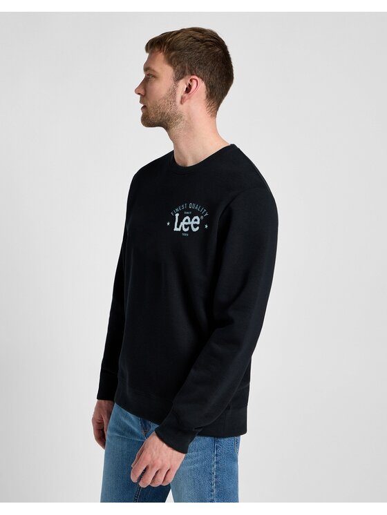 Lee Lee Bluza LOGO CREW SWS Czarny Regular Fit