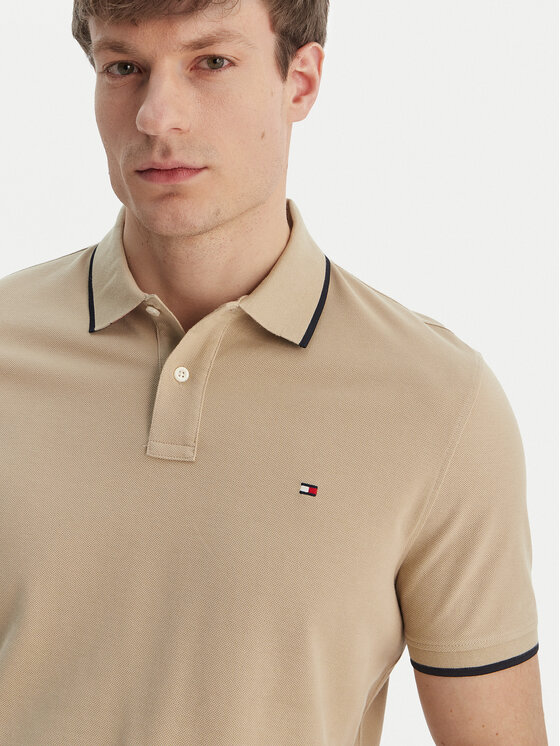 Tommy Hilfiger Tommy Hilfiger Pólóing Pique MW0MW42749 Bézs Regular Fit