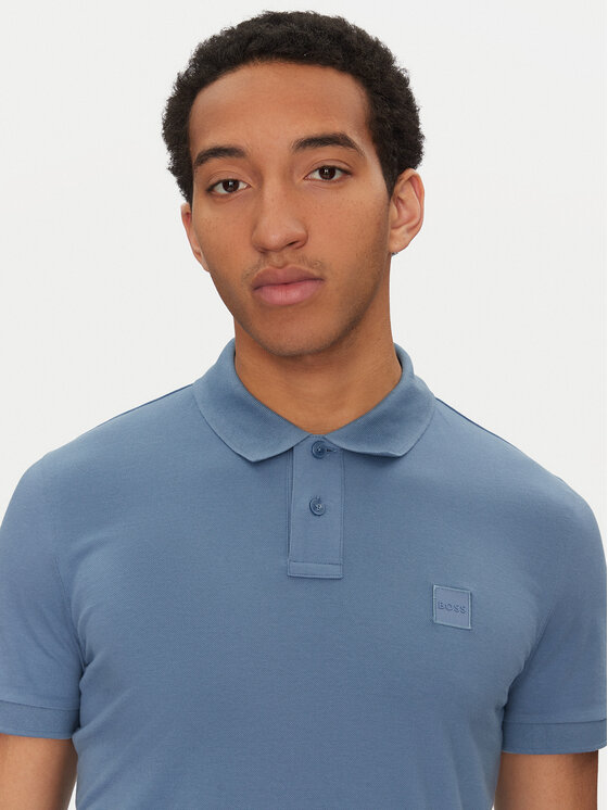BOSS BOSS Тениска с яка и копчета Passenger 50507803 Син Slim Fit